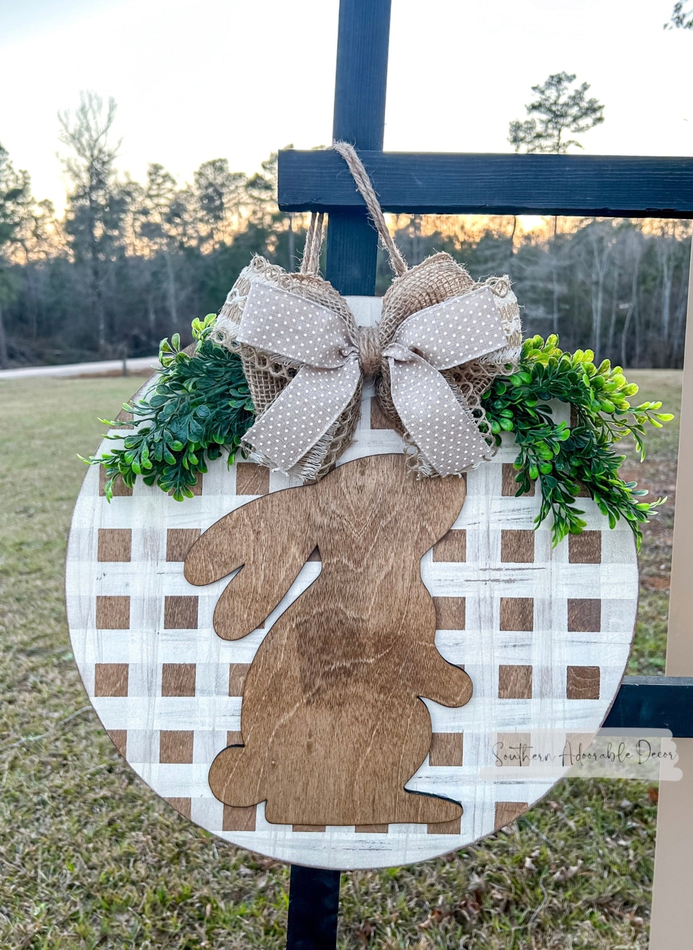 16” 3D buffalo check bunny