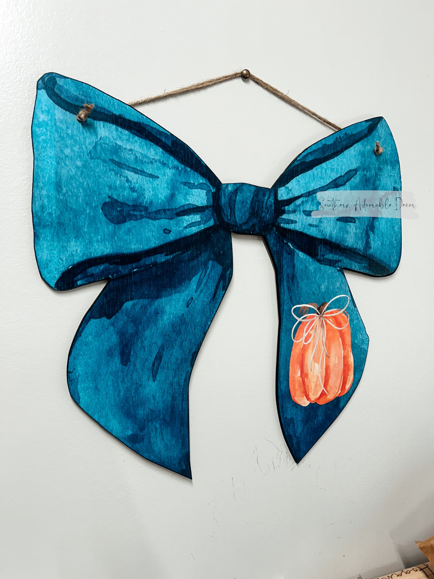 Blue bow with pumpkin