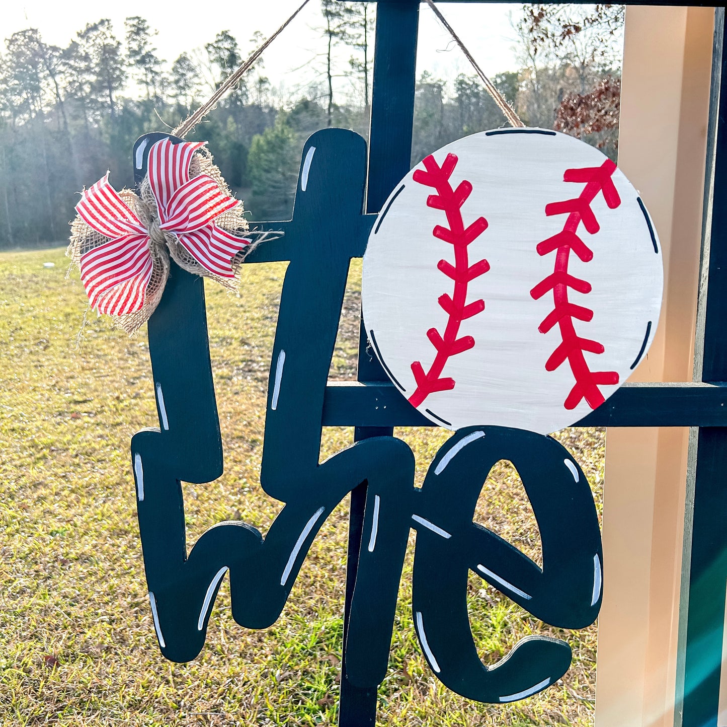 Baseball home door hanger